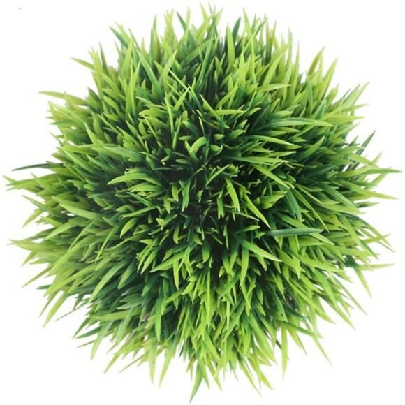 Mini Artificial Plants Set of 2 Faux Green Grass in Grey Pots for Home Office De - Picture 7 of 8